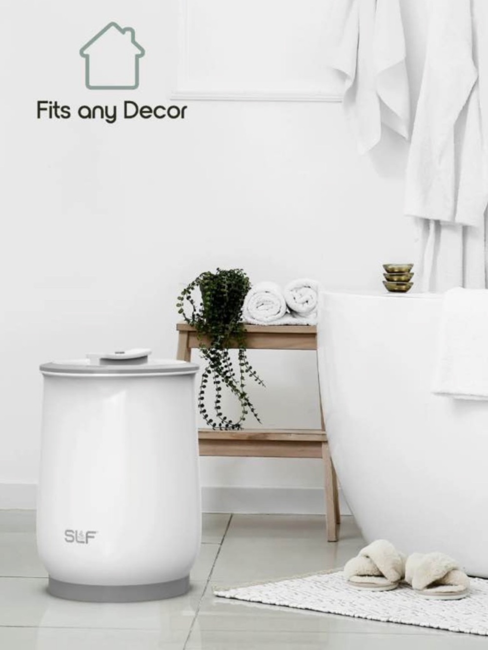 NEW SLF White Towel Warmer with Gray Base